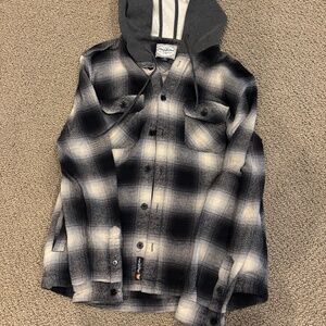 Flag and Anthem flannel hoodie